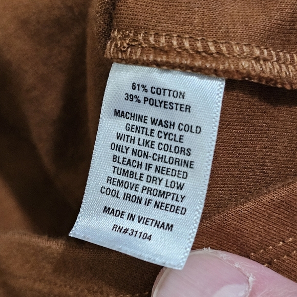 Crown & Ivy Medium V-Neck Brown Tunic Cotton Shirt Classic Preppy Retro Fall Top - Picture 4 of 6